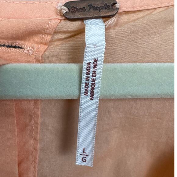 Free People Bubble Sleeve Mini Dress Creamsicle Size L Boho Coastal Versatile - Picture 7 of 9